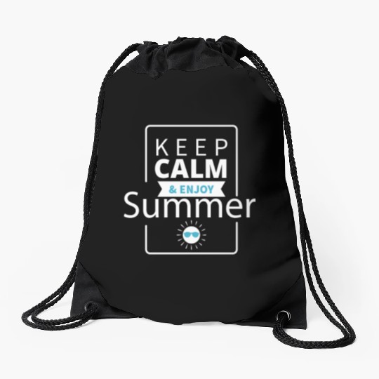 Keep Calm & Enjoy Summer Drawstring Bags
