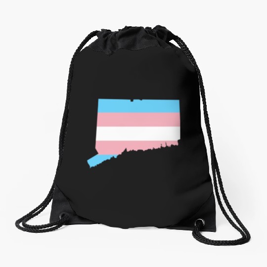 Trans Flag Connecticut LGBT Pride Support Drawstring Bags