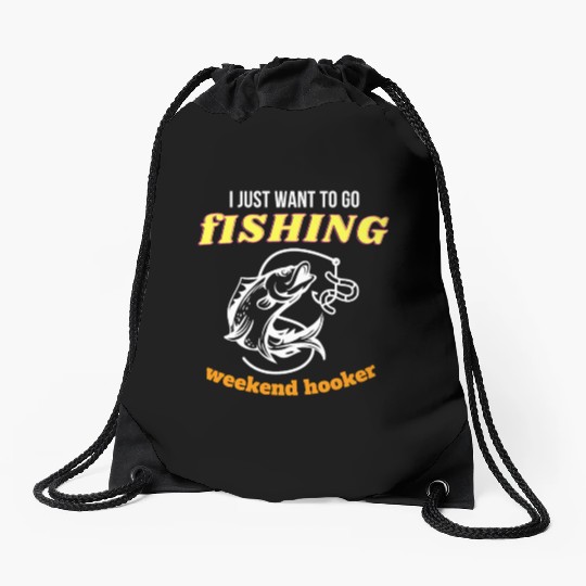 Fishing Lifestyle weekend hooker Drawstring Bags