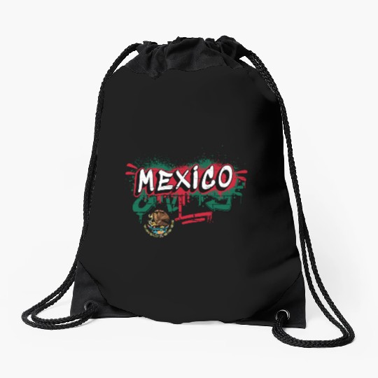 Mexico flag graffiti design Drawstring Bags