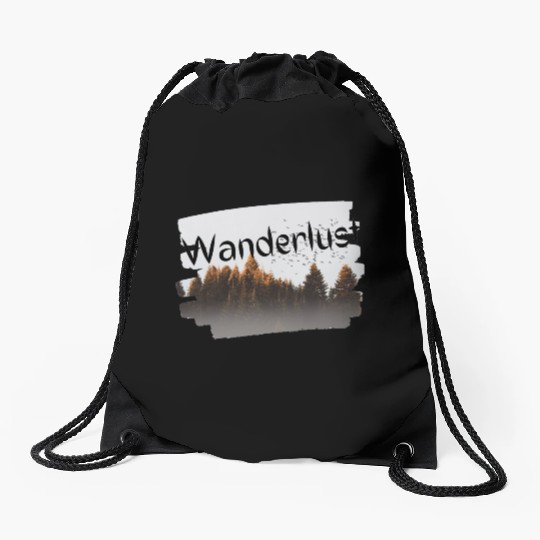 Wanderlust design Drawstring Bags