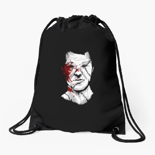 Scary Blood Splatter Leather Face Mask Halloween Drawstring Bags