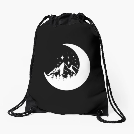 Mountains in the moon Full moon Drawstring Bags