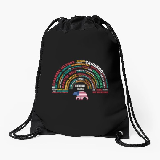 US National Parks, National Park, Denali, Redwood Drawstring Bags