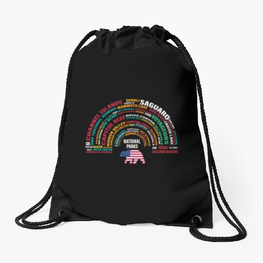 US National Parks, National Park, Denali, Redwood Drawstring Bags