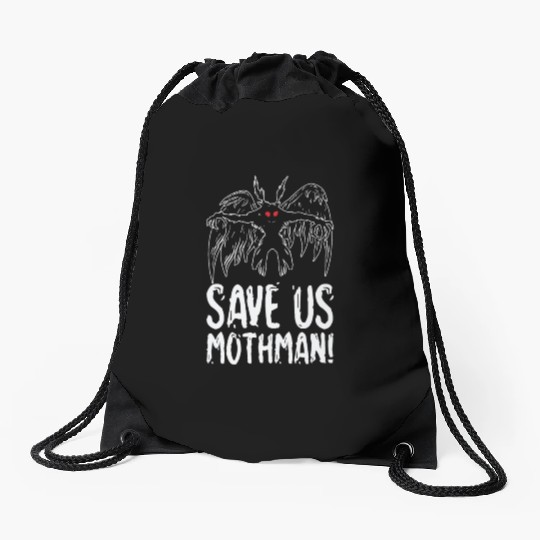 Halloween Mothman Mythical Line Art Beast Monster Drawstring Bags