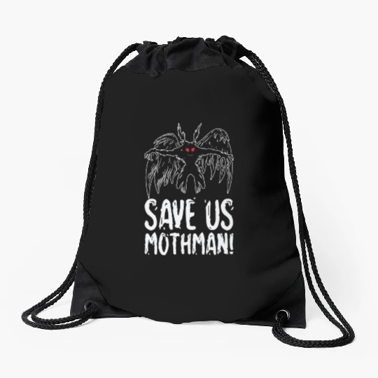 Halloween Mothman Mythical Line Art Beast Monster Drawstring Bags