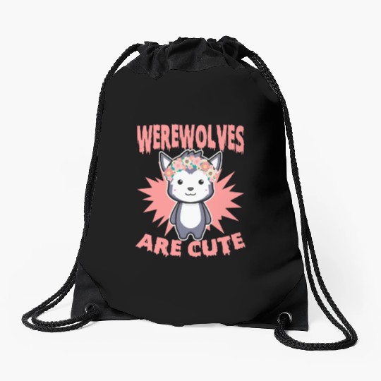 Cute Halloween Werewolf For Trick Or Treat Drawstring Bags