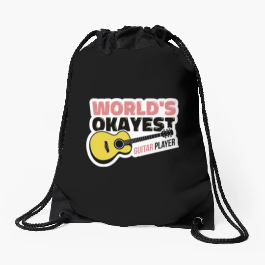 world's okayest guitar player Drawstring Bags