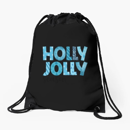 Holly Jolly season sublimation Drawstring Bags