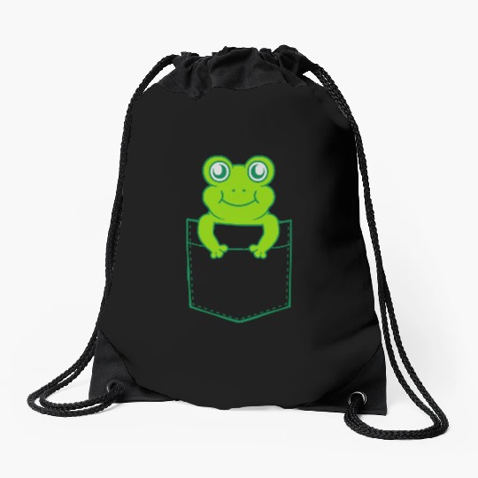 Drawstring Bags pocket small cute frog