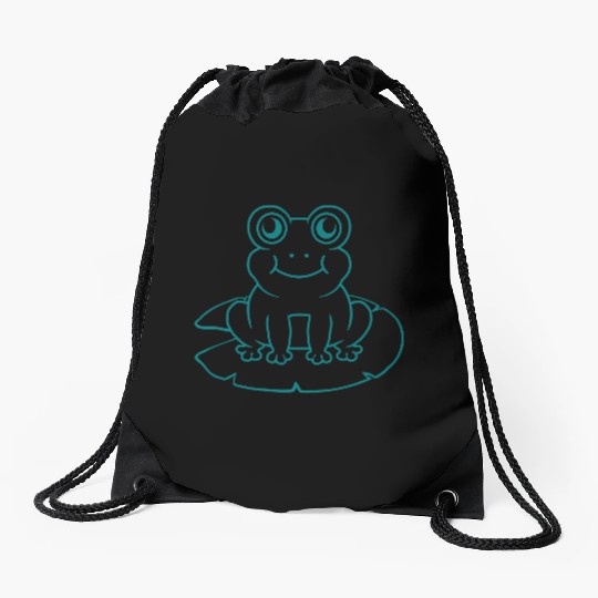Water lily sea leaf frog Drawstring Bags