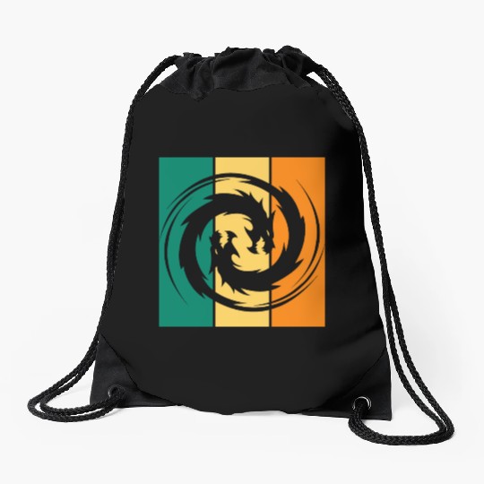 Dragon Ying Yang Drawstring Bags