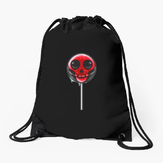 Red Skull Lollipop Trick Or Treat Halloween Drawstring Bags