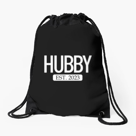 Hubby Est. 2023 Matching Couple Newlywed Marriedma Drawstring Bags