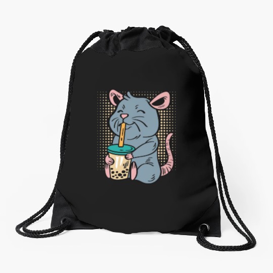 Rat Bubble Tea Tea Lover Gift Drawstring Bags