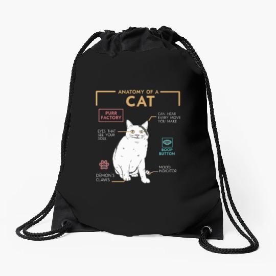 Funny Weird Cat Meme Smiling, Anatomy of A Cat Drawstring Bags