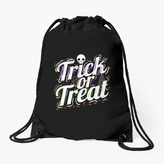 Trick Or Treat Spiderweb Halloween Drawstring Bags