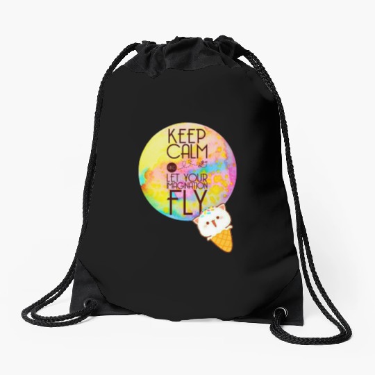 Fly to The Imagination Cute Design Positive Quote Drawstring Bags
