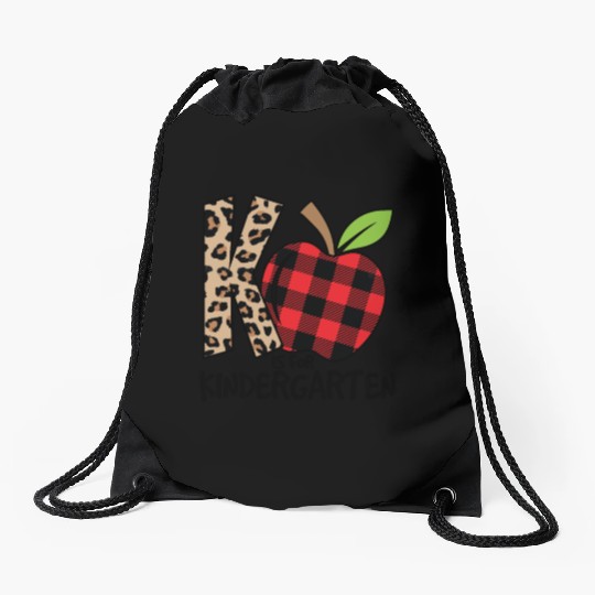 K Is For Kindergarten Cheetah Back To School Drawstring Bags