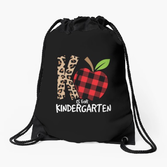 K Is For Kindergarten Cheetah Back To School Drawstring Bags