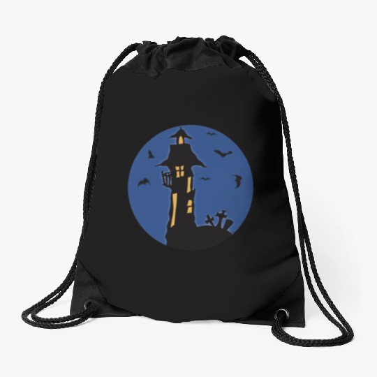 Halloween Haunted House Drawstring Bags