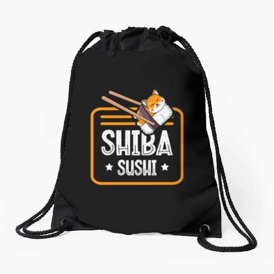 Shiba Sushi Japanese Foodie I Love Sushi Eater Drawstring Bags