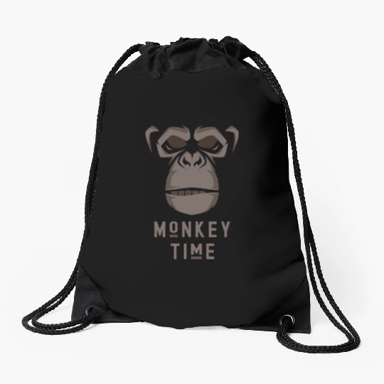 It's Monkey Time Cute Adorable Funny Monkey Face Drawstring Bags