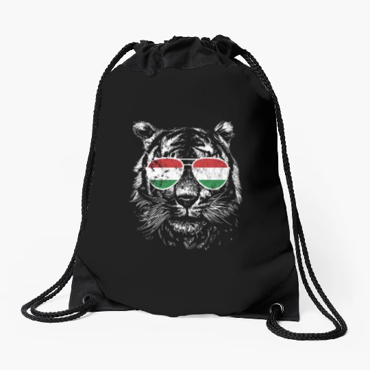 Hungary flag sunglasses Hungarian tiger Drawstring Bags
