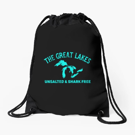 The Great Lakes Unsalted & Shark Free Michigan Vin Drawstring Bags