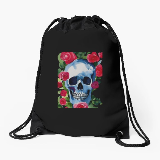 Skull and Roses - Garden Of Roses Drawstring Bags