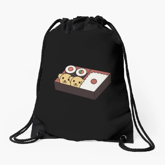 Sushi Bento Box Golden Retriever Drawstring Bags