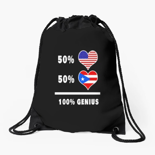 USA and Puerto Rico genius flag design Drawstring Bags