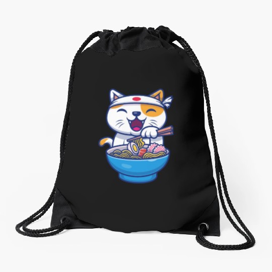 Ramen Cute Cat Japan Kawaii Drawstring Bags
