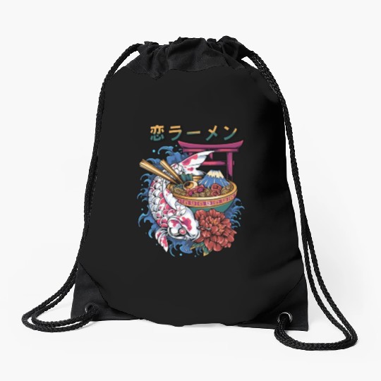 Ramen Koi Fish Japan Tokyo Kawaii Drawstring Bags