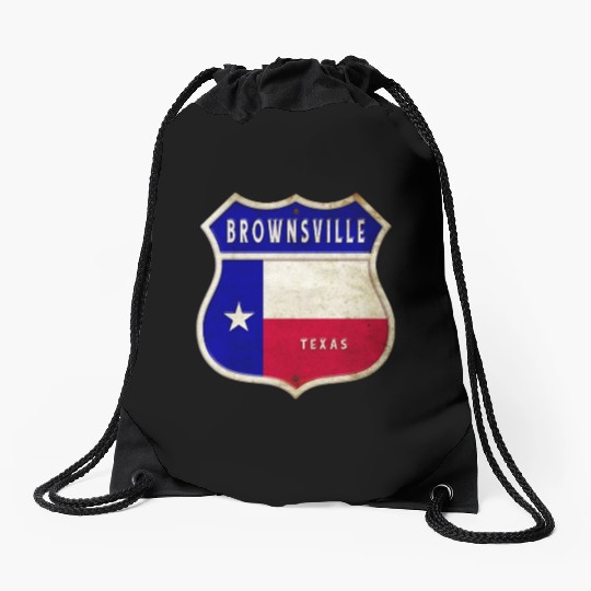 Brownsville Texas Crest Flag Design Drawstring Bags