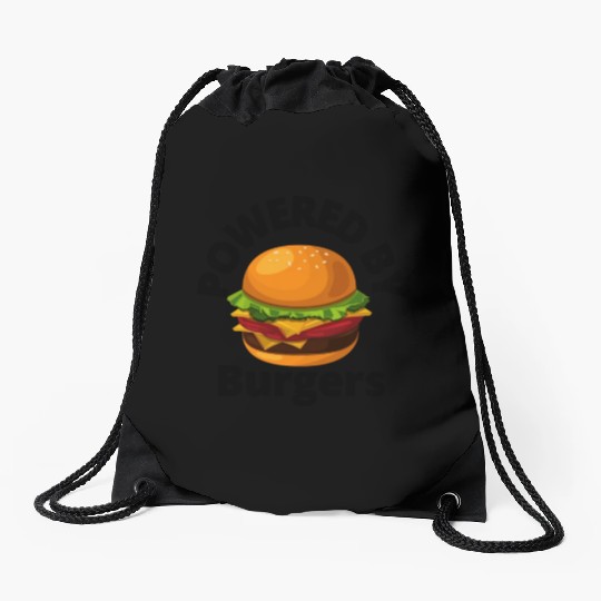 Powered by Burgers - Fast Food Lover - Funny Beef Drawstring Bags