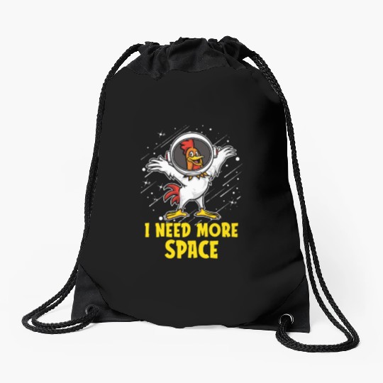 Rooster Cock Astronaut I Need More Space Drawstring Bags