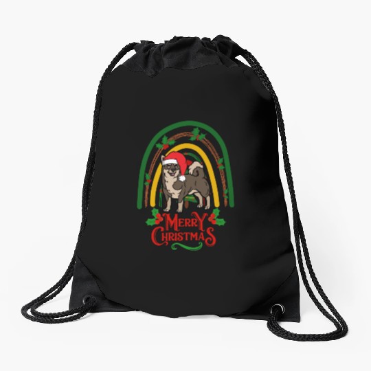 Christmas Swedish Vallhund Drawstring Bags
