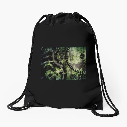 Clock Mechanism Copper Oxide Steampunk Abstract Drawstring Bags