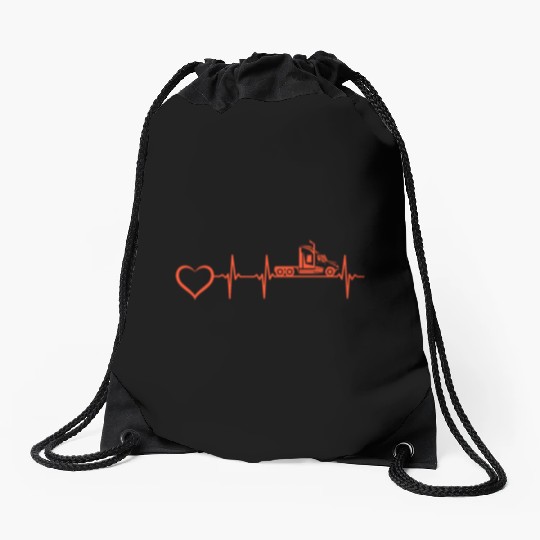 Trucking Trucker Heartbeat Heart Truck Driver Hear Drawstring Bags