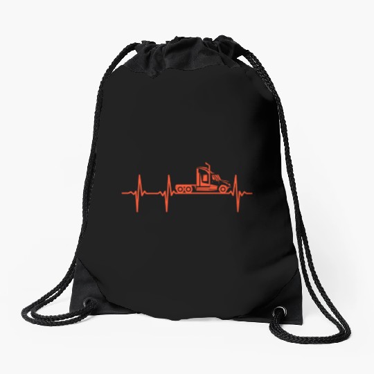 Trucking Trucker Heartbeat Truck Driver Heartbeat Drawstring Bags