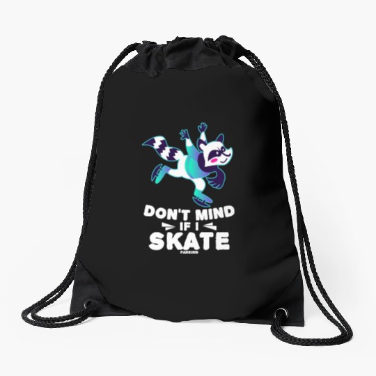 Raccoon ice fast running winter sports Drawstring Bags