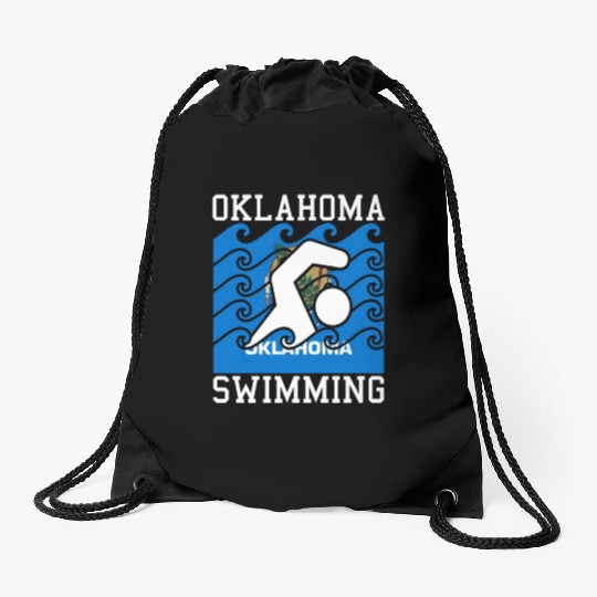 Oklahoma Flag Swimming Team Swim Swimmer US State Drawstring Bags