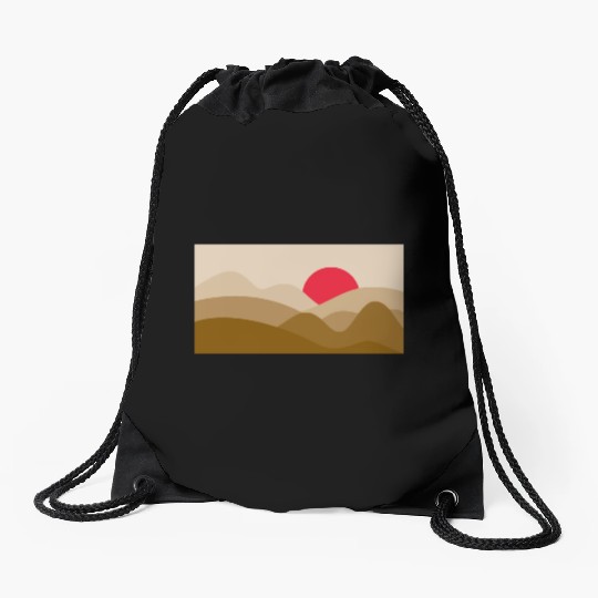 Minimalist Sun Copper Brown Drawstring Bags