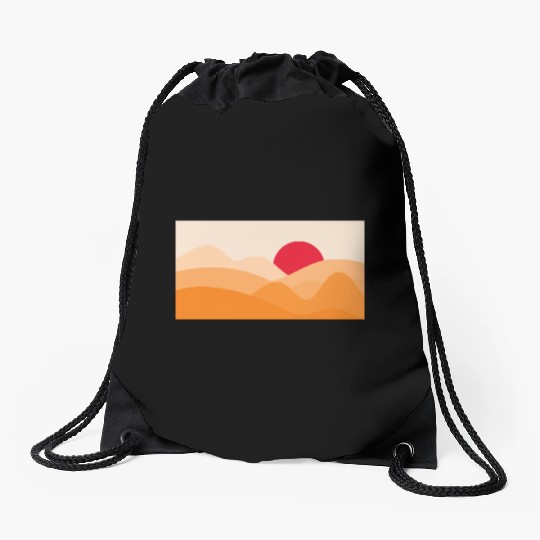 Minimalist Sun Orange Drawstring Bags