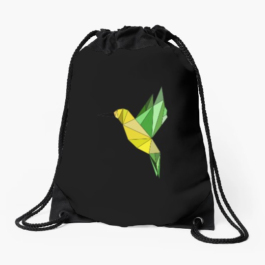 Hummingbird geometrical Drawstring Bags
