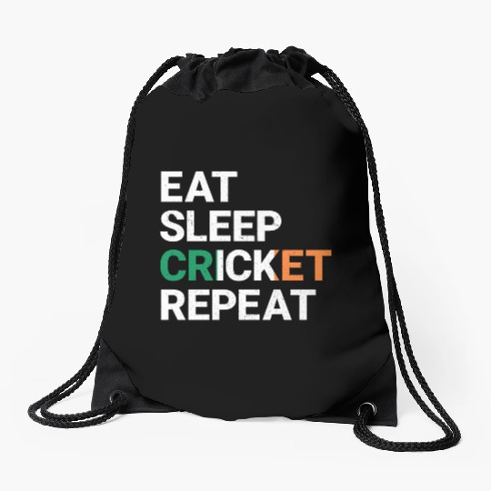 Eat Sleep Cricket Repeat Ireland Flag Sports Gift Drawstring Bags