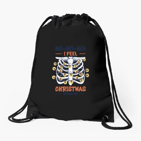 Christmas Holiday Skeleton Rib Cage Radiology Drawstring Bags
