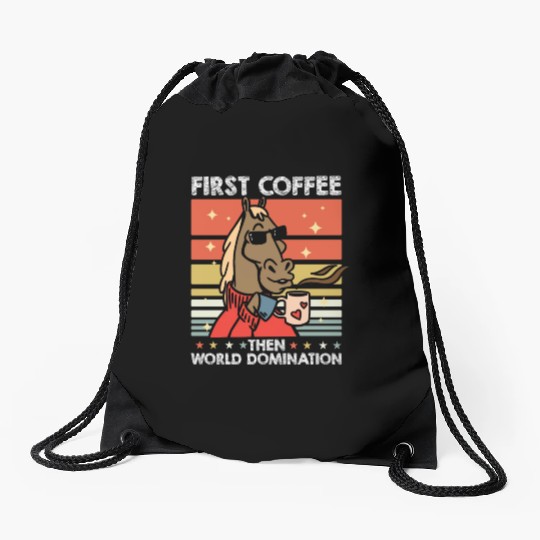 Horse Riding Sunglasses Coffee Drawstring Bags